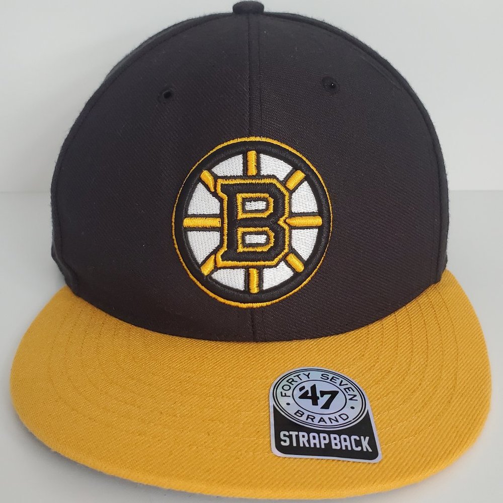 BOSTON BRUINS Strapback Baseball Cap Hat Embroidered Logo Official NHL Merch